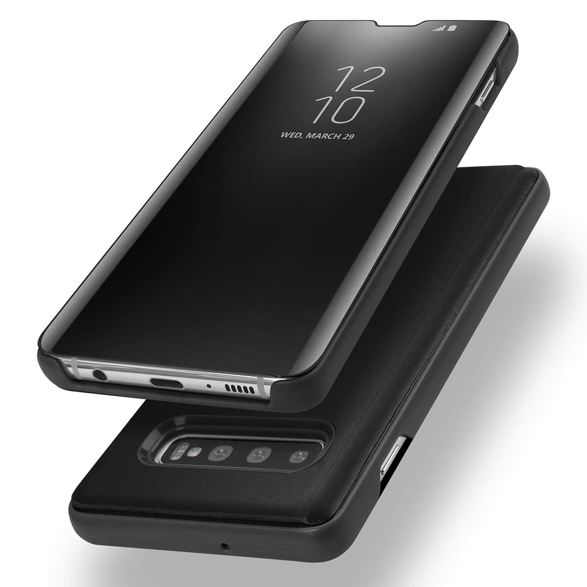 Protective Case for Samsung Galaxy S10 Plus, Flip Case Clear View Cover Flip Case (Black)
