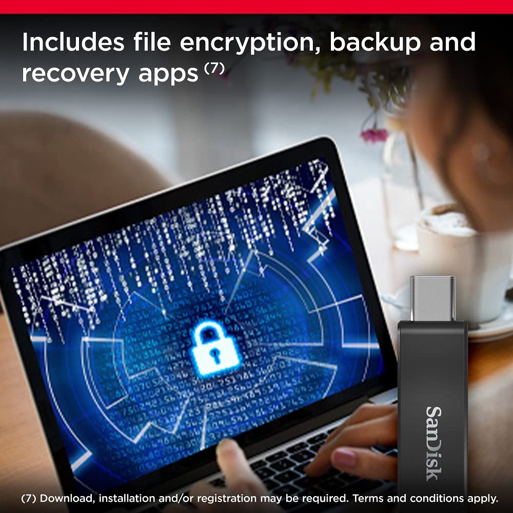 SanDisk Ultra USB Type-C Flash Drive 64GB (For USB Type-C Computers, Smartphones And Tablets, Read Speeds Up To 150MB/s, SanDisk SecureAccess Software, RescuePRO Deluxe Software, Back-Up Function)
