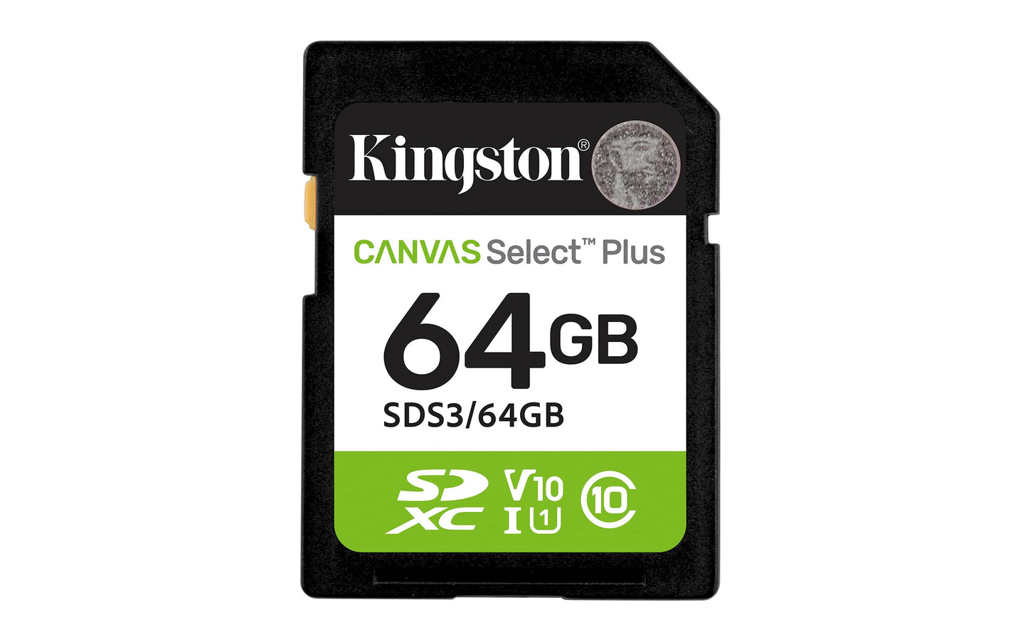 Kingston Canvas Select Plus SD-geheugenkaart 64GB SDXC Gen3 100MB/s C10 UHS-I U1 V10 - SDS3/64GB