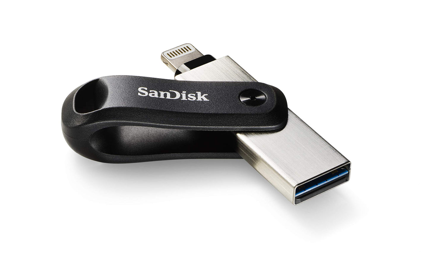 SanDisk IXpand Flashdrive Go 128 GB (USB 3.0 Poort, Wachtwoordbeveiliging, Sleutelring, Voor IPhone/IPad, PC En Mac) Zwart