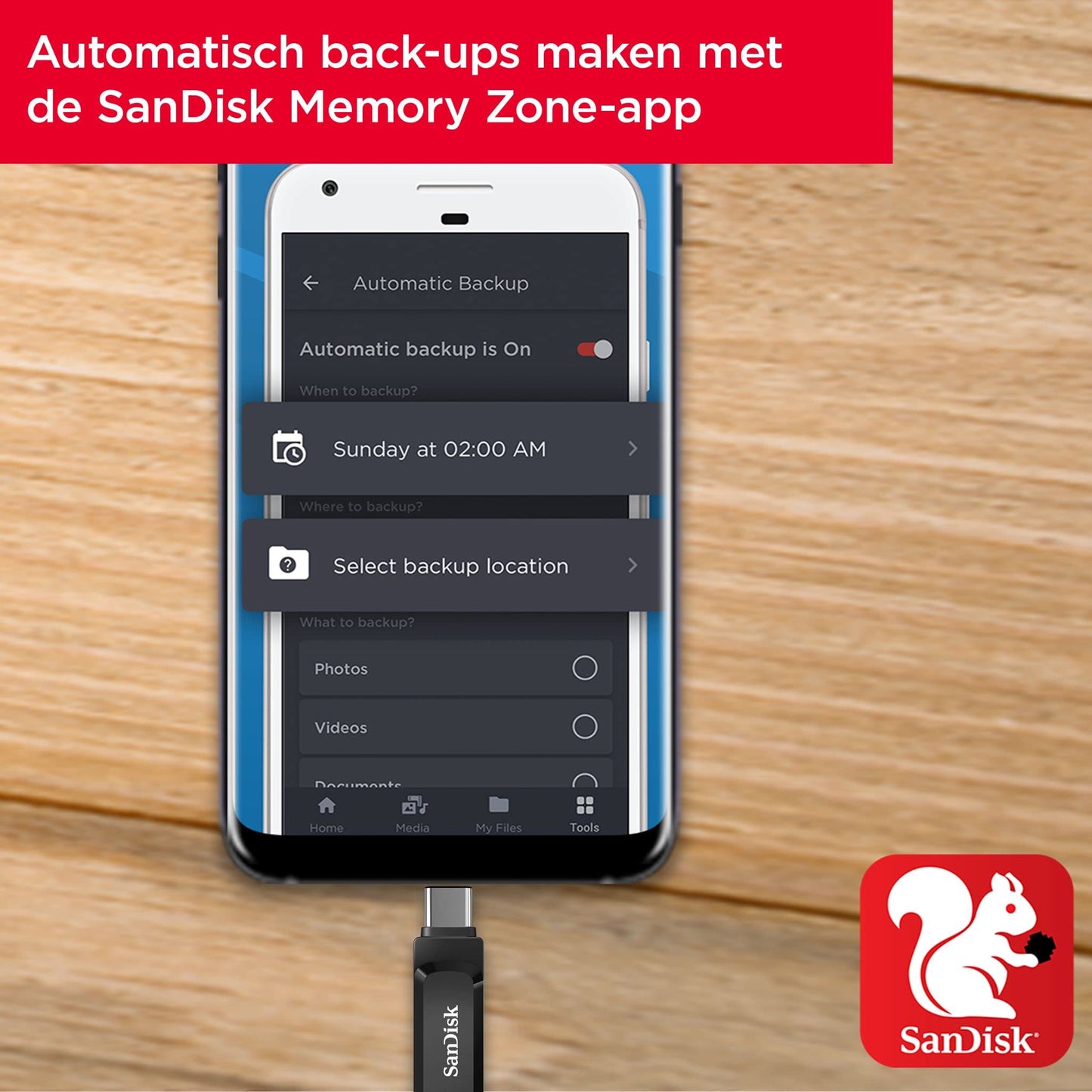 SanDisk Ultra Dual Drive Go USB Type-C Flashdrive 512 GB (2-In-1 Flashdrive, USB Type-C En Type-A, Automatisch Back-Ups, SanDisk Memory Zone-App, 150 MB/s)