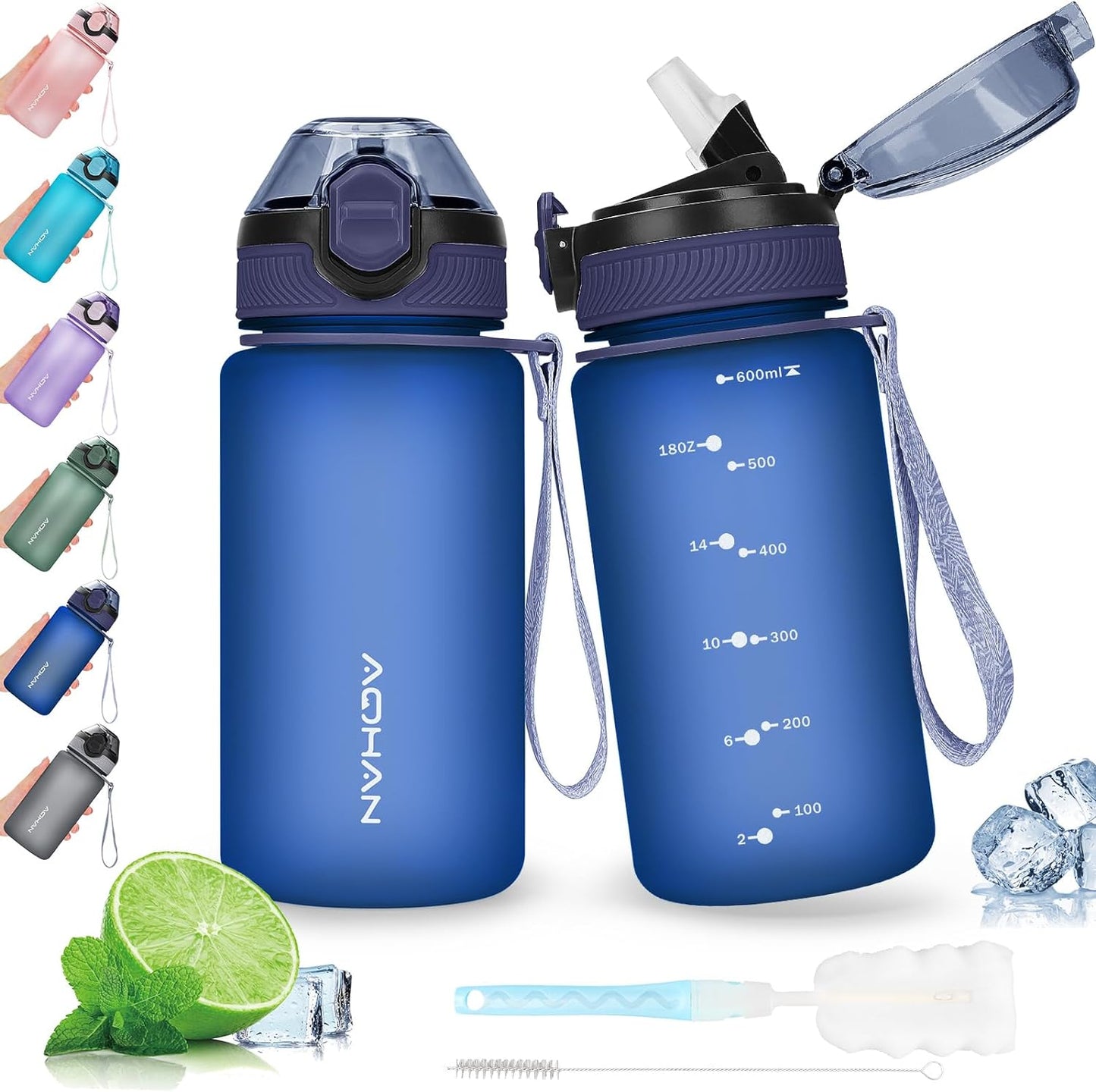 AOHAN Waterfles van 1 liter met lekvrije klapdeksel, BPA - vrije sportdrinkfles met rietje, vaatwasmachinebestendig, niet - giftige waterfles met draagriem - NLMAX