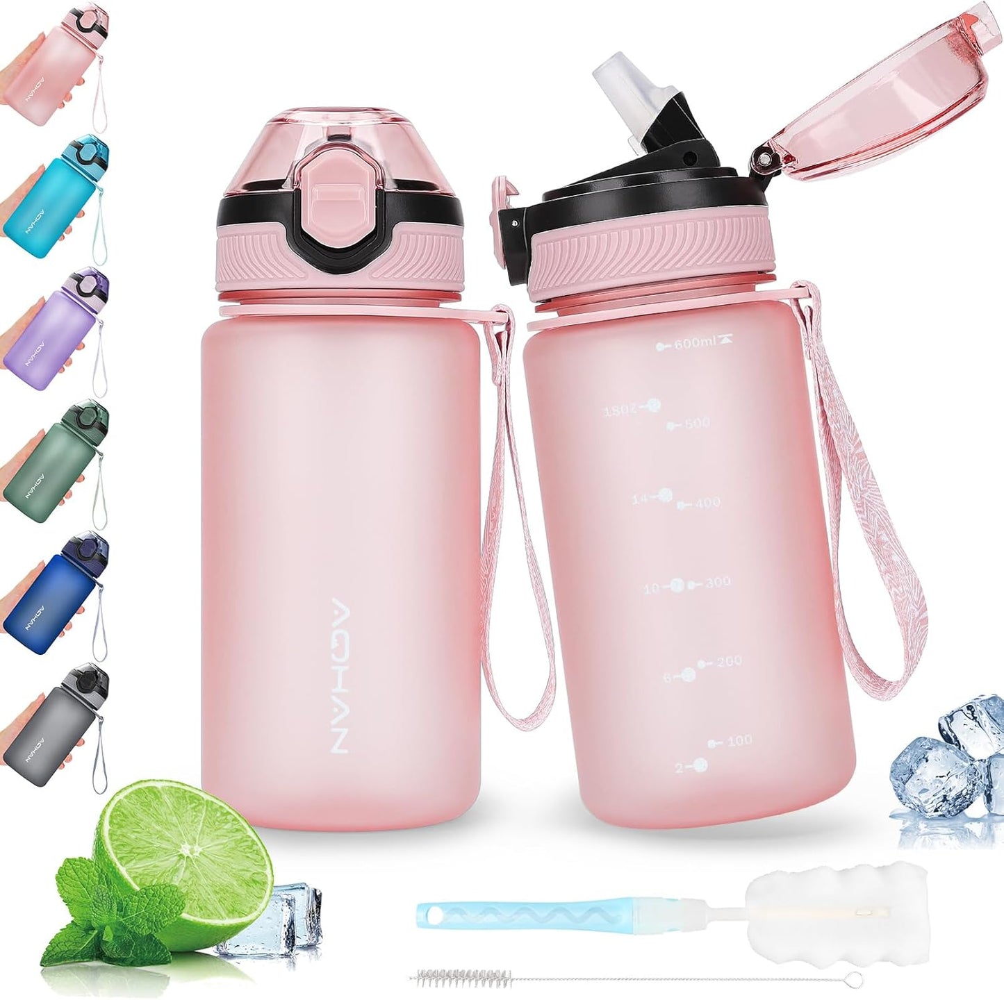 AOHAN Waterfles van 1 liter met lekvrije klapdeksel, BPA - vrije sportdrinkfles met rietje, vaatwasmachinebestendig, niet - giftige waterfles met draagriem - NLMAX