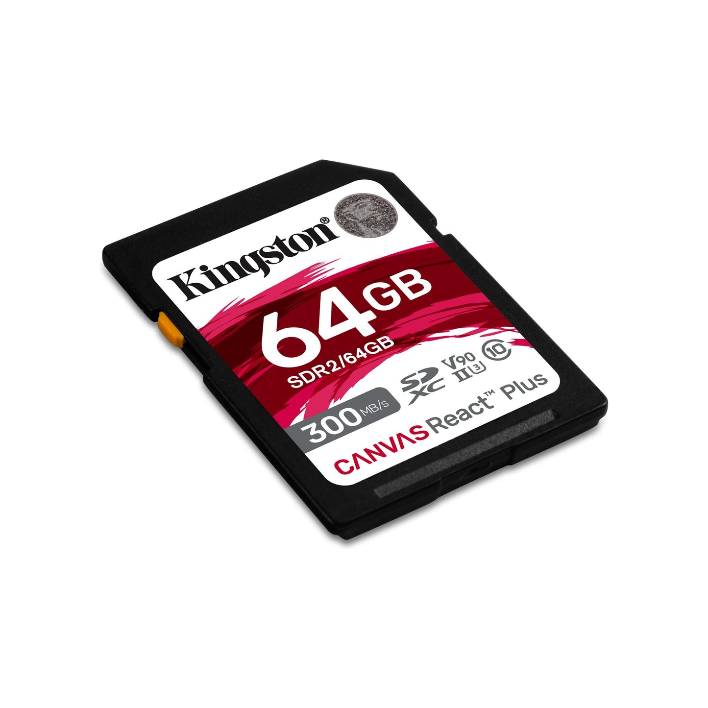 Kingston Canvas React Plus 64 GB SDXC-geheugenkaart UHS-II 300R/260W U3 V90 voor Full HD/4K/8K - SDR2/64GB