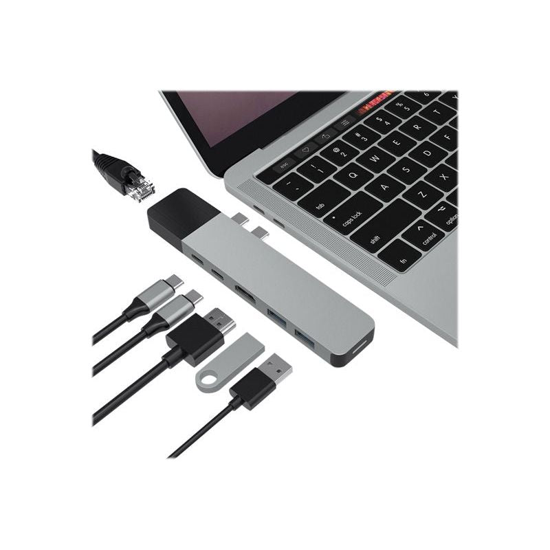 HyperDrive Net 6-in-2 Hub - dockingstation - USB-C x 2 - HDMI - GigE - NLMAX