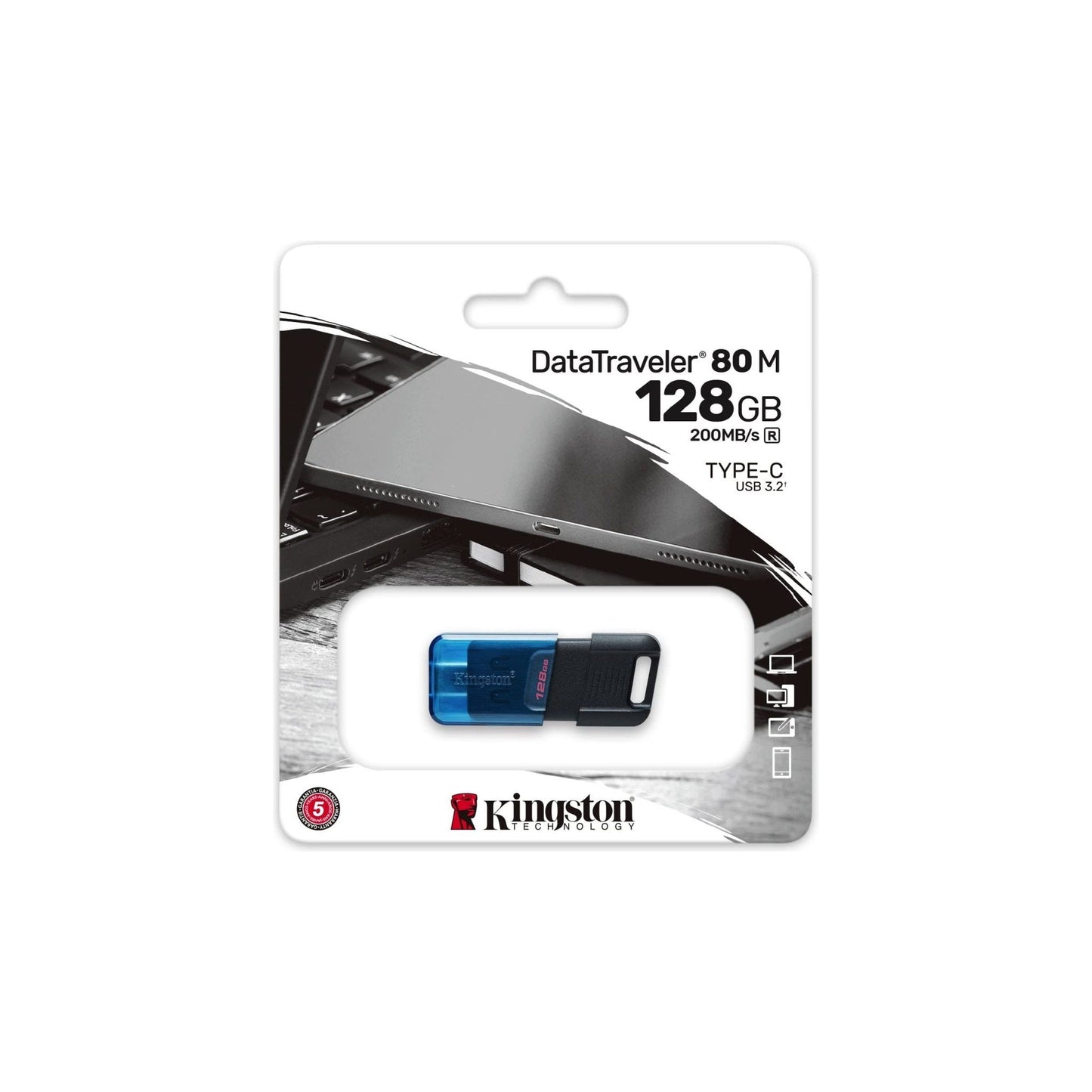 Kingston DataTraveler 80 M USB-C 3.2 Gen 1-200 MB/s 128 GB - DT80M/128GB - NLMAX