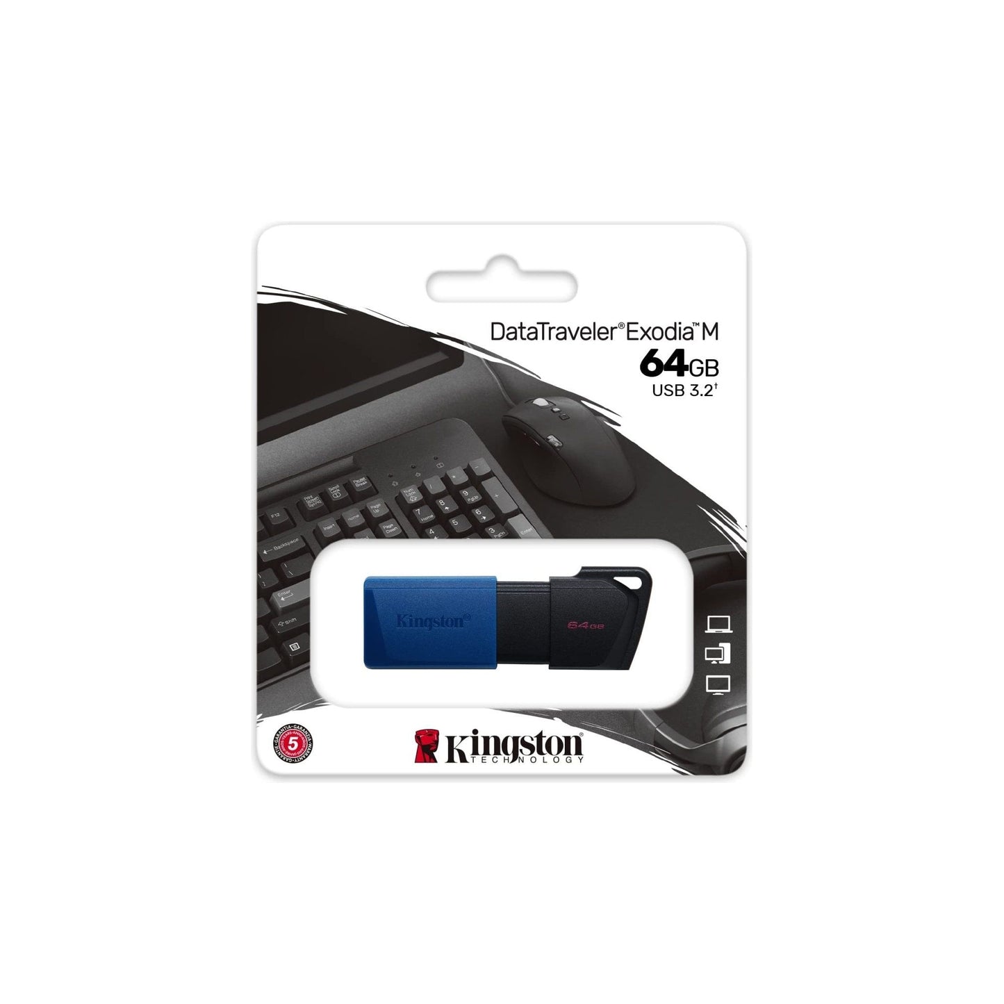 Kingston DataTraveler Exodia M DTXM/64 GB USB 3.2 Gen 1, met schuifkap in meerdere kleuren, zwart/blauw - NLMAX