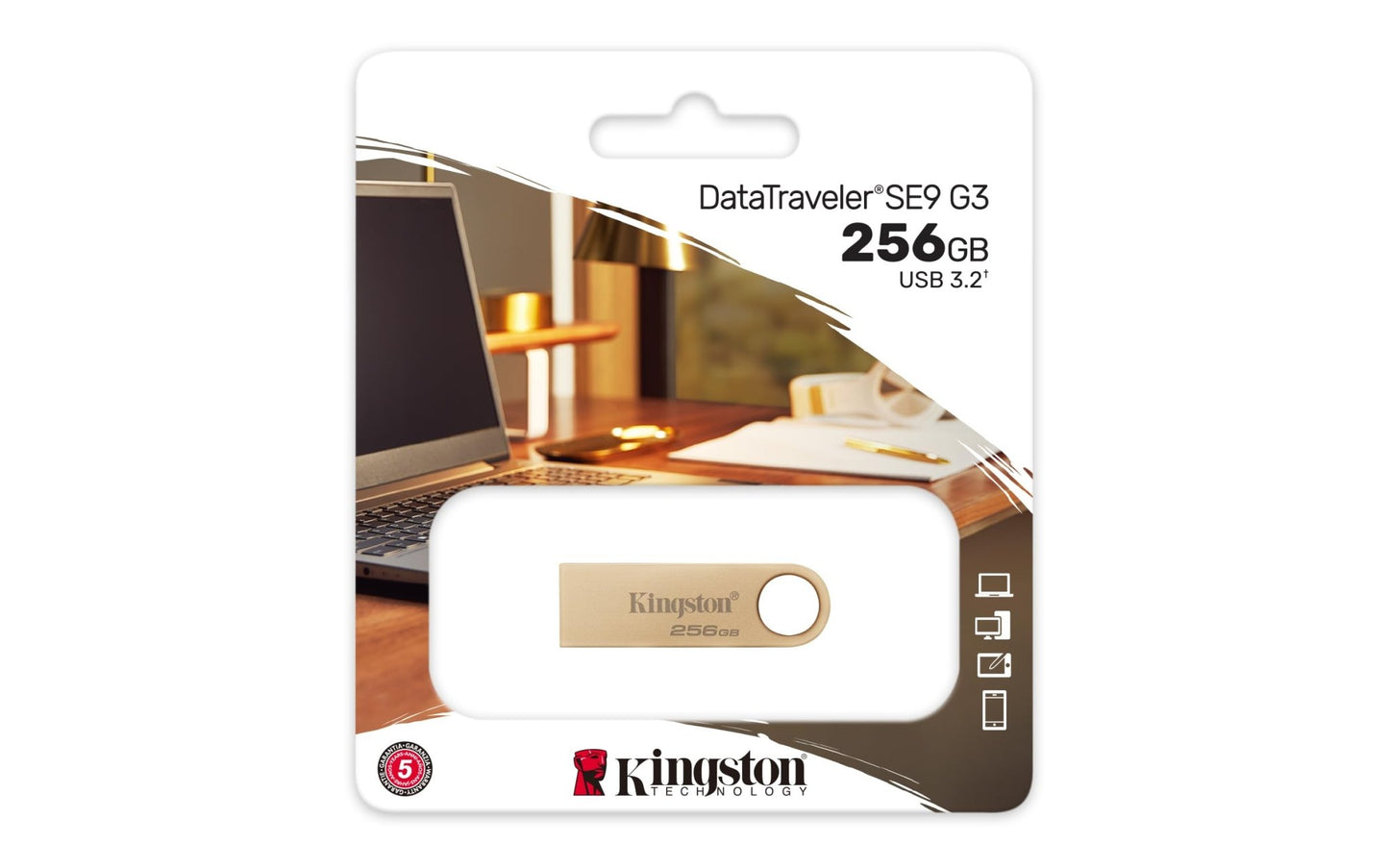 Kingston DataTraveler SE9 Gen 3-256GB - 220MB/s lettura - Metal - USB 3.0 Gen 1 -Golden - NLMAX