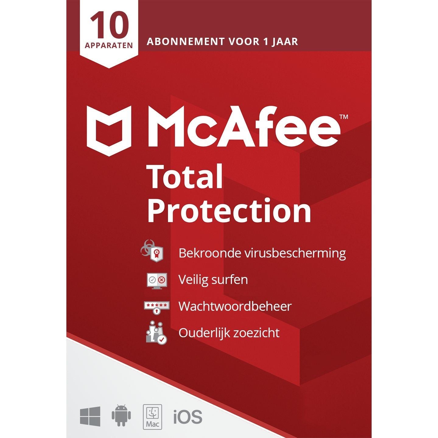 McAfee Total Protection 2022 - 10 Apparaten- 1 jaar - Windows - Mac - Android - iOS - NLMAX
