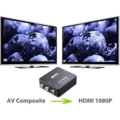 NUOE Video Converter RCA to HDMI, AV to HDMI, Supports 720 1080P for Camera, Xbox 360, PS1, PS2, WII, N64, Gamecube, Snes, NES, PSP, DVD Player, VHS (1) - NLMAX