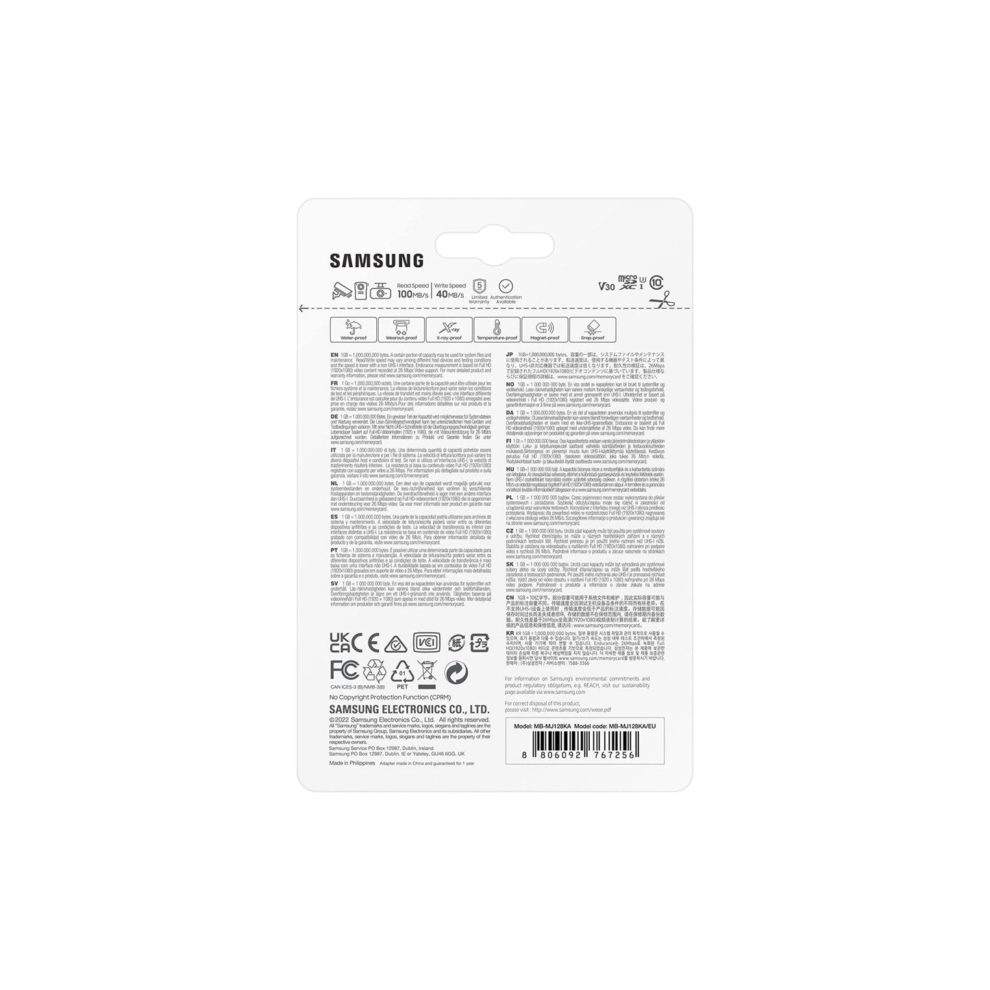 Samsung PRO Endurance microSD-geheugenkaart, 128GB microSDXC UHS-I U3 100MB/s Video Monitoring Memory Card met Adapter, MB-MJ128KA - NLMAX