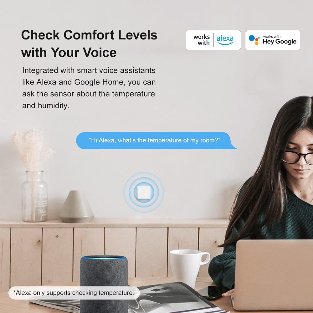 SONOFF Mini Binnentemperatuur- En Vochtigheidssensor -Temperature And Humidity Sensor , Gebruikt Om Het Binnenklimaat Te Bewaken, Alexa/Google Home Compatibel, Vereist SONOFF ZigBee Bridge, Inclusief Batterij SNZB-02 ZigBee - NLMAX