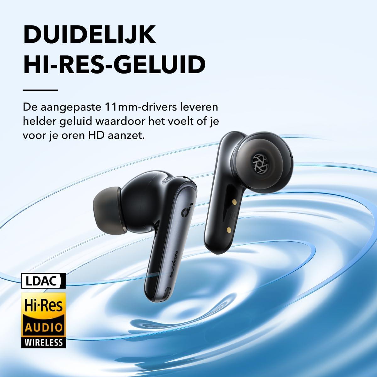 soundcore van Anker Liberty 4 NC draadloze oordopjes bluetooth met 98,5% ruisonderdrukking, adaptieve ruisonderdrukking voor oren en omgeving, Hi-Res-geluid, 50u-accu, draadloos opladen, Bluetooth 5.3 - NLMAX