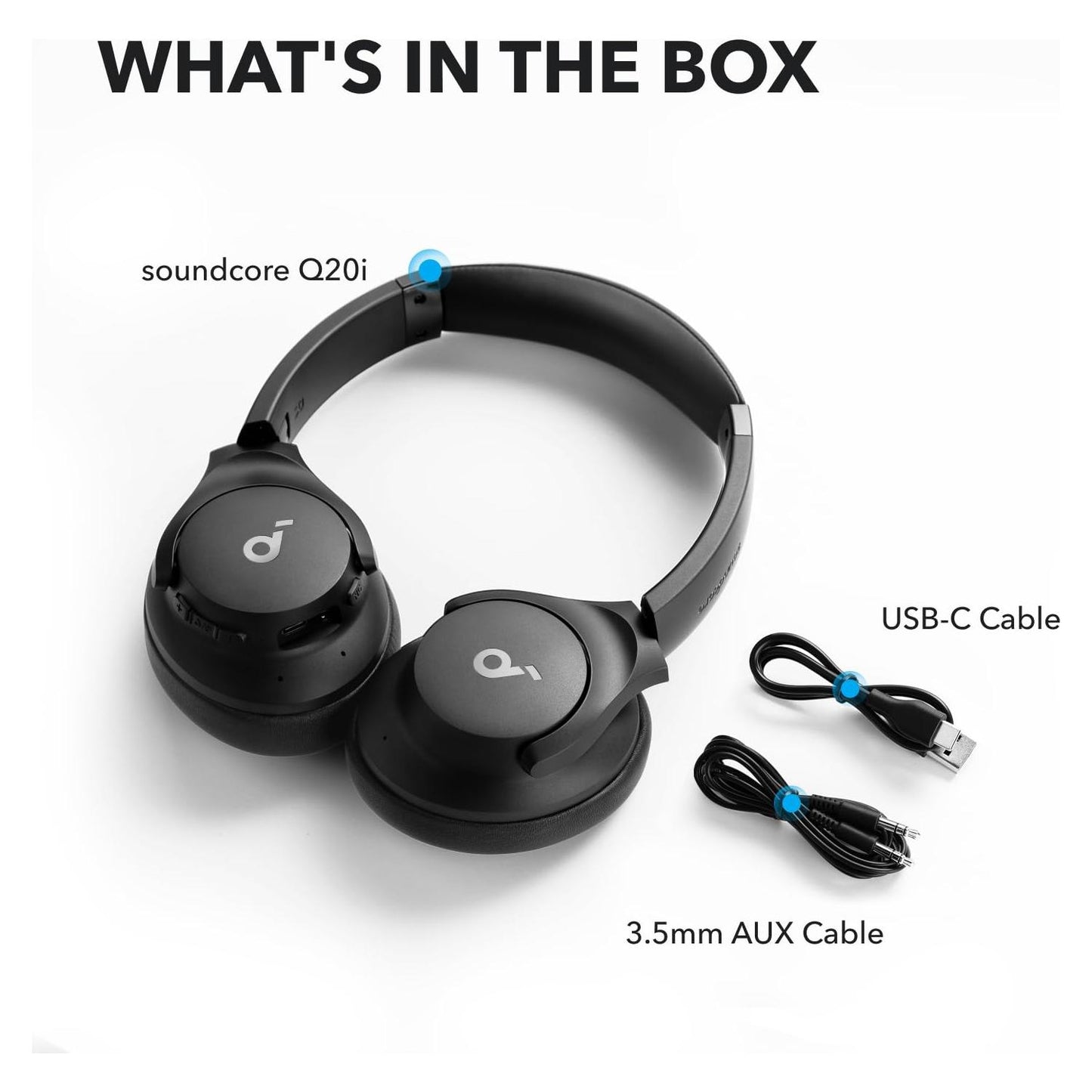 soundcore van Anker Q20i-hoofdtelefoon met hybride actieve ruisonderdrukking, bluetoothoordoppen, speelduur van 40 u, Hi-Res Audio, veel bas, appinstellingen, transparantiemodus, ideaal voor op reis - NLMAX