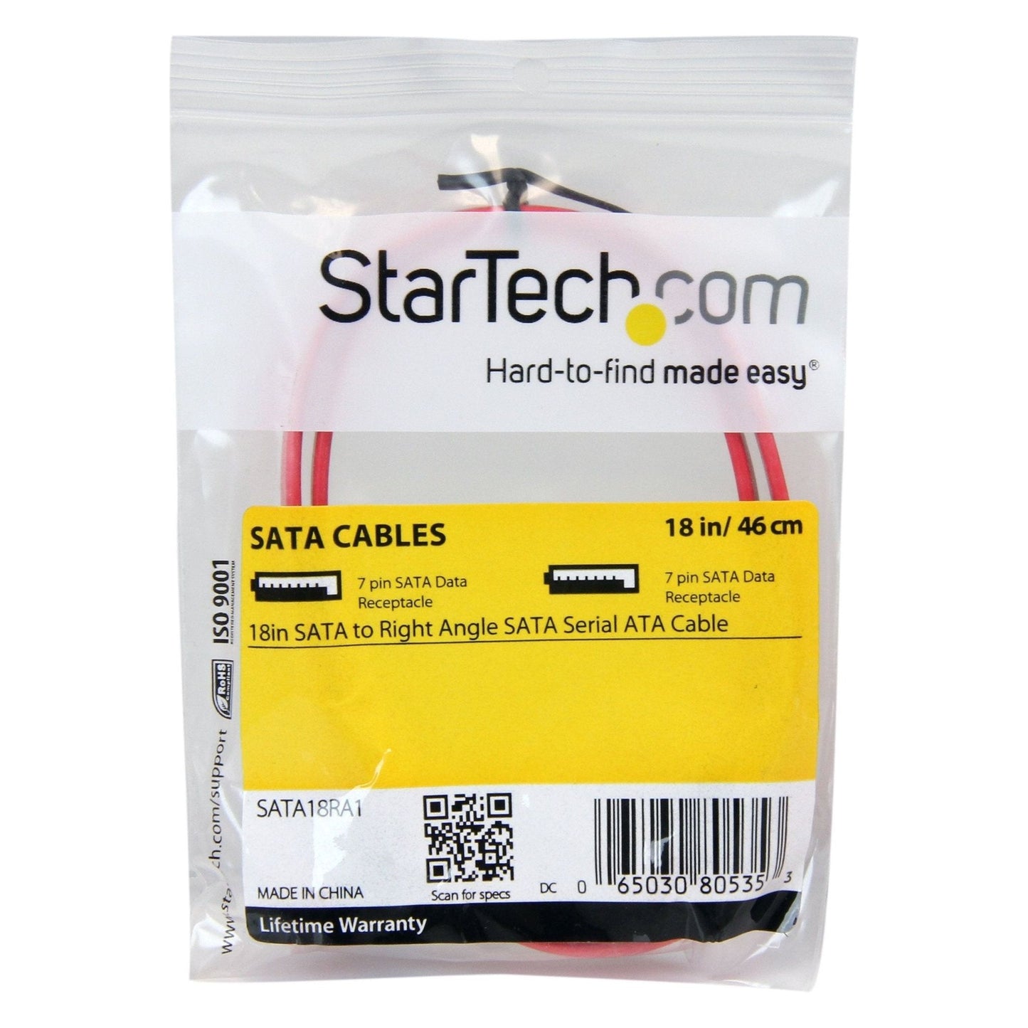 StarTech.com SATA aansluitkabel - S-ATA Serial ATA interne datakabel - 7-pins Slimline kabel 45cm - rechthoek - NLMAX