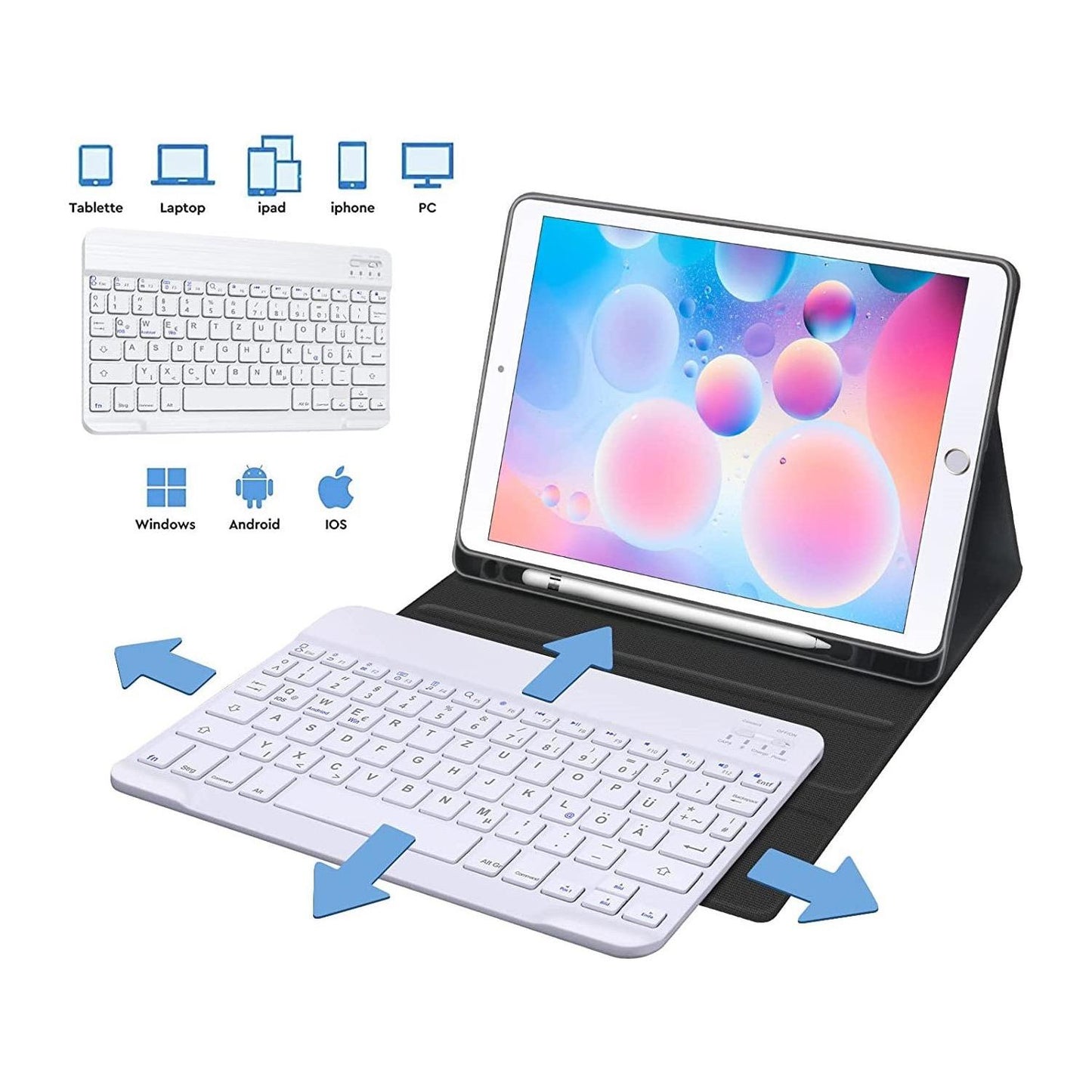 Toetsenbord voor iPad Air 3 10.5 inch (2019)/ iPad Pro 10.5/10.2(2019) Bluetooth toetsenbordhoes met beschermhoes pennenhouder - NLMAX