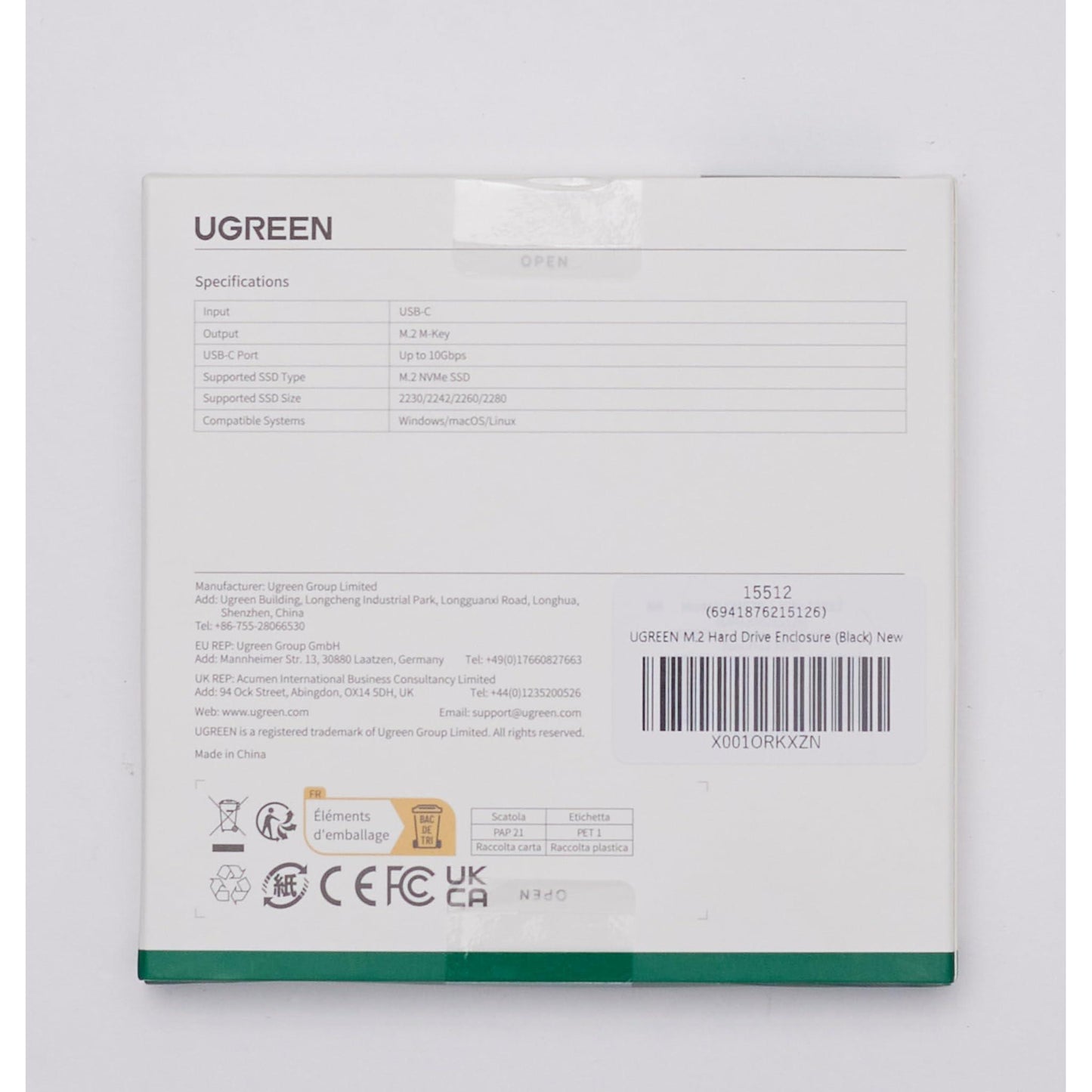 UGREEN M.2 Adapter NVMe SSD Harde Schijf Behuizing USB C 3.2 Gen 2 10Gbps UASP NVMe M.2 2230 2242 2260 2280 SSD NVME M2 Adapter met USB A naar C en USB C naar C Kabels (Zwart) - NLMAX