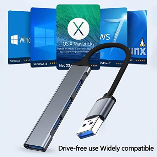 Unnderwiss USB-hub, 4-in-1 multipoort-adapter, met 1 USB 3.0-poort, USB-hub, 3 USB-poorten 2.0, voor notebooks, Macbook Pro, Windows en andere apparaten met USB-interface - NLMAX
