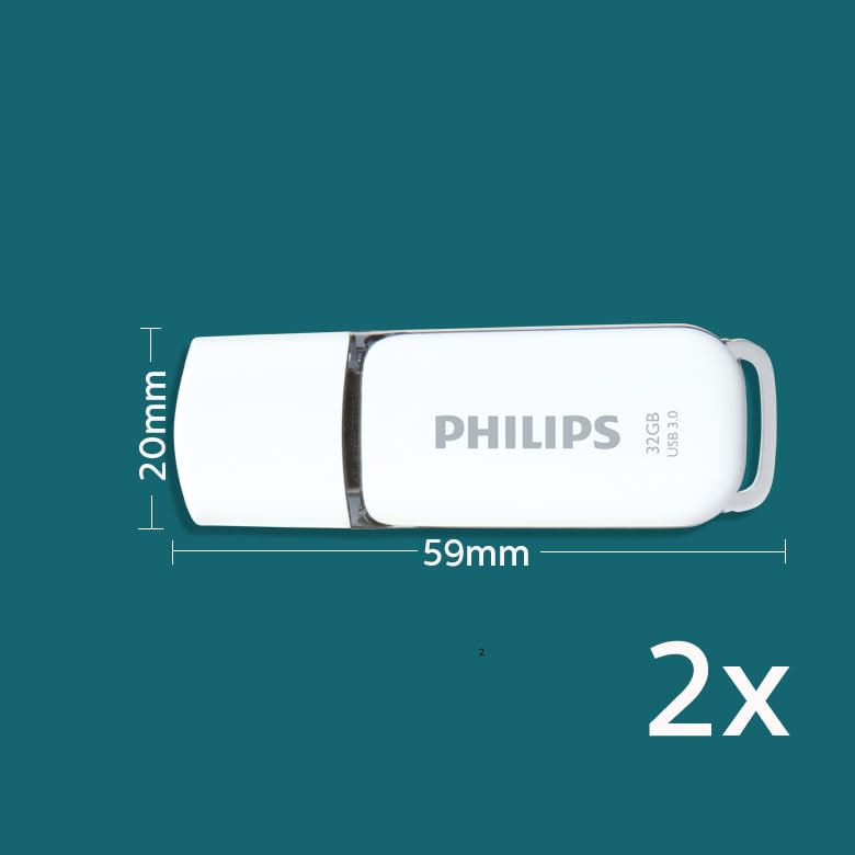 Philips Snow Edition Super Speed 3.0 USB Flash Drive 2x 32GB for PC, Laptop, Computer, Reading Speed up to 100MB/s