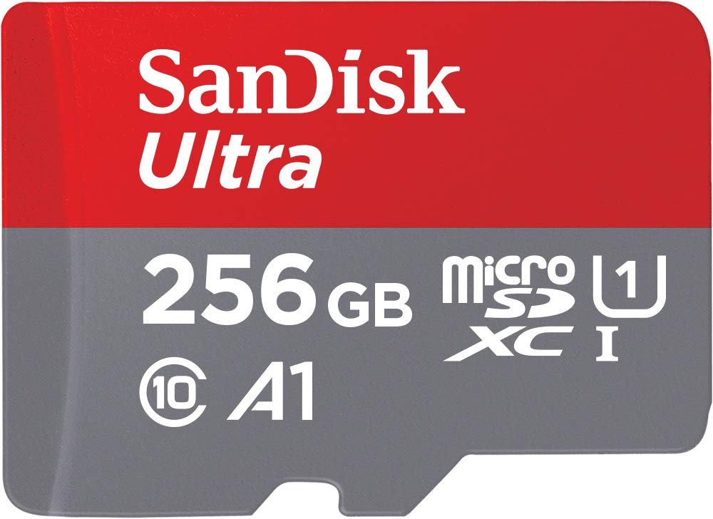 SanDisk Ultra microSDXC UHS-I memory card 256GB+adapter (for Android smartphones and tablets and MIL cameras, A1, C10, U1, 120MB/s transfer)