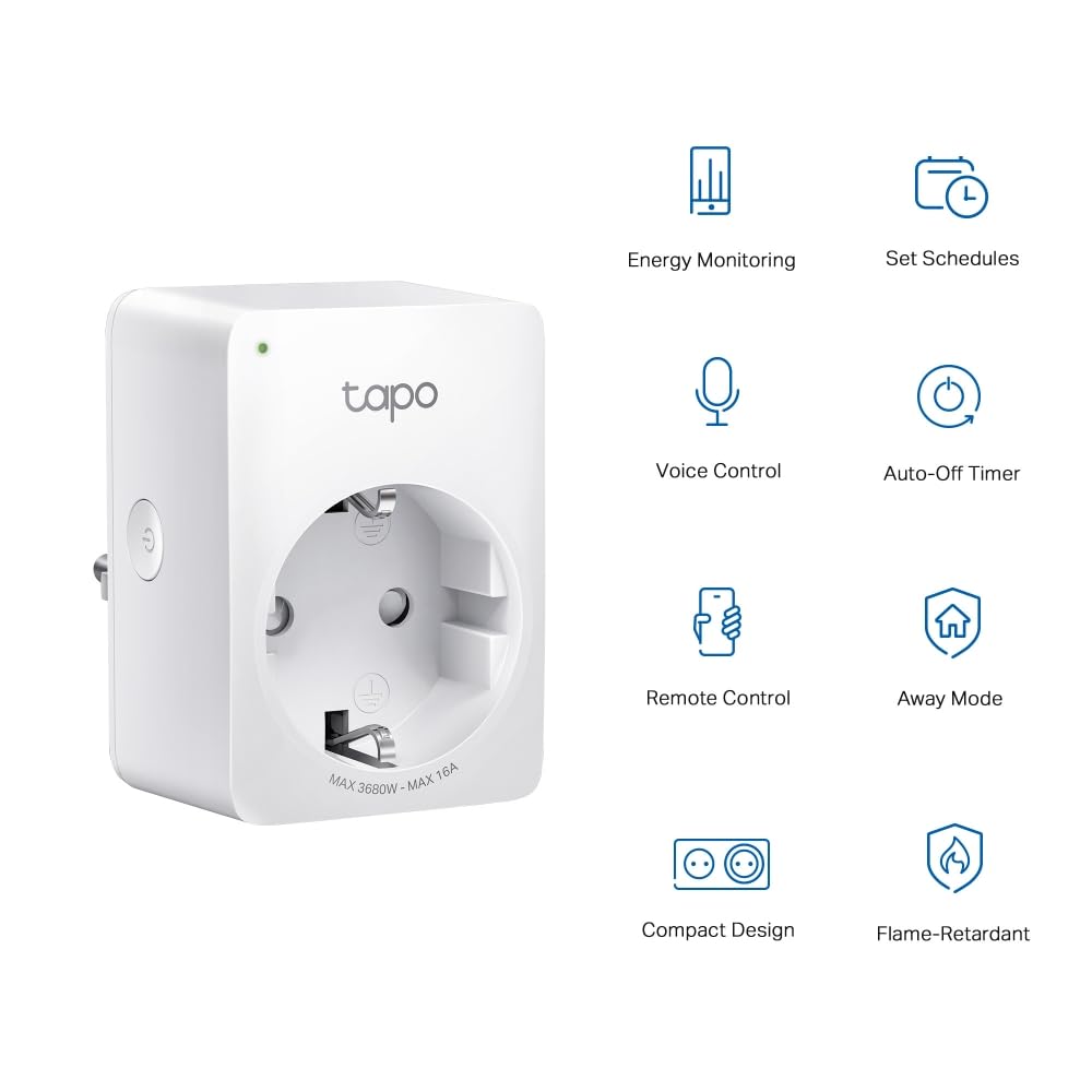 TP-link Tapo Smart WiFi-stopcontact Tapo P110 met energieverbruiksregeling, smart home Alexa-stopcontact, werkt met Alexa, Google Home, spraakbesturing, toegang op afstand, geen hub nodig 2 pack