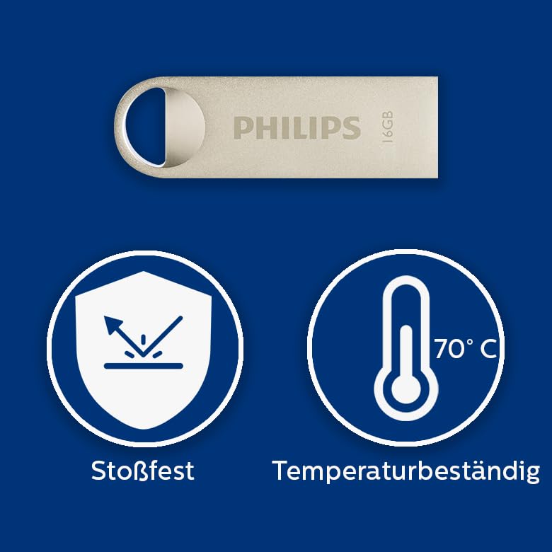 Philips Moon Edition High Speed 2.0 USB-stick 16 GB voor PC, laptop, computer, leessnelheid tot 20 MB/s, aluminium, sleutelhanger