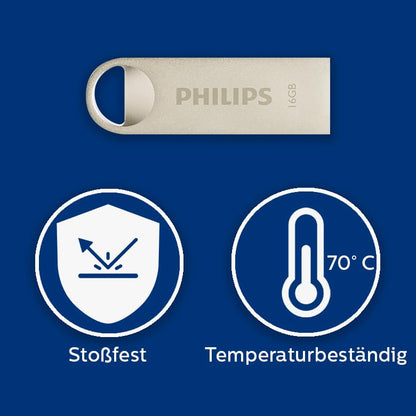 Philips Moon Edition High Speed 2.0 USB-stick 16 GB voor PC, laptop, computer, leessnelheid tot 20 MB/s, aluminium, sleutelhanger