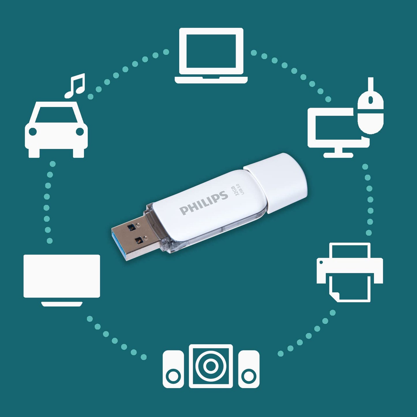 Philips Snow Edition Super Speed 3.0 USB Flash Drive 2x 32GB for PC, Laptop, Computer, Reading Speed up to 100MB/s