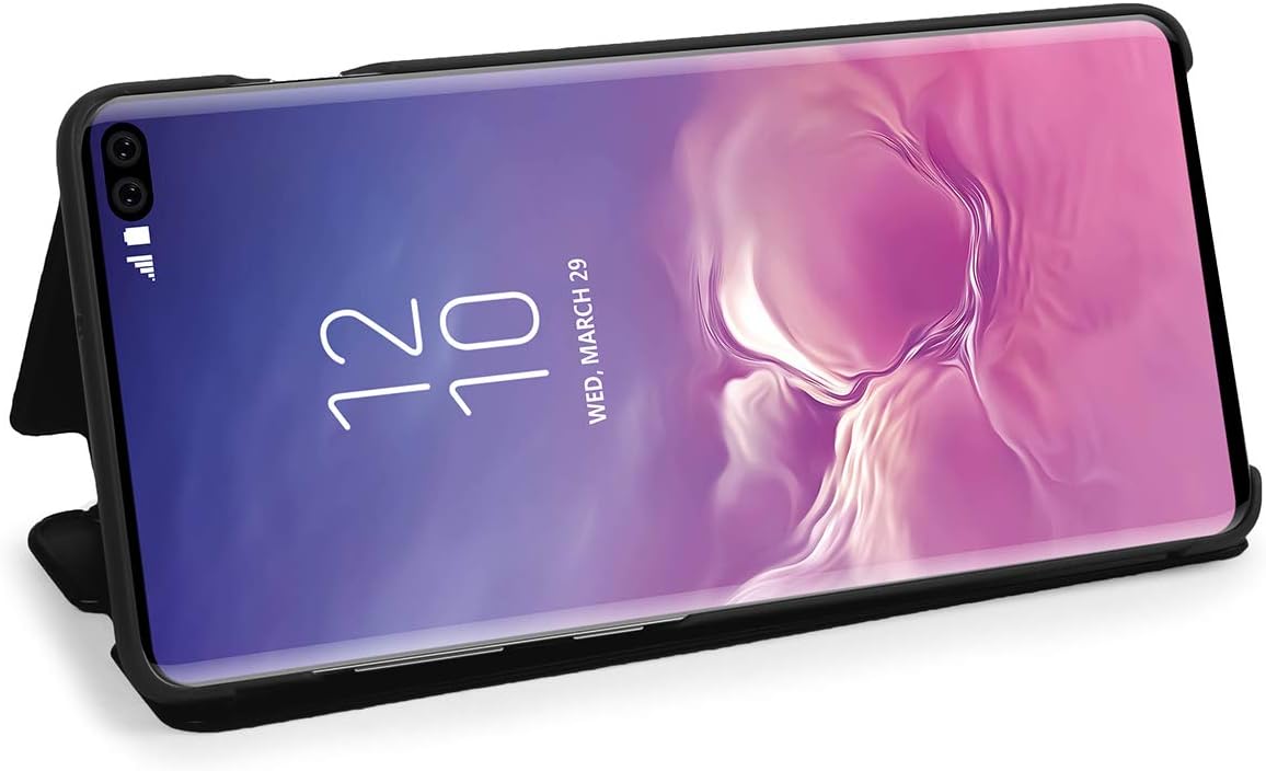 Protective Case for Samsung Galaxy S10 Plus, Flip Case Clear View Cover Flip Case (Black)