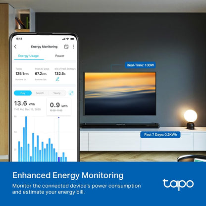 TP-link Tapo Smart WiFi-stopcontact Tapo P110 met energieverbruiksregeling, smart home Alexa-stopcontact, werkt met Alexa, Google Home, spraakbesturing, toegang op afstand, geen hub nodig 2 pack