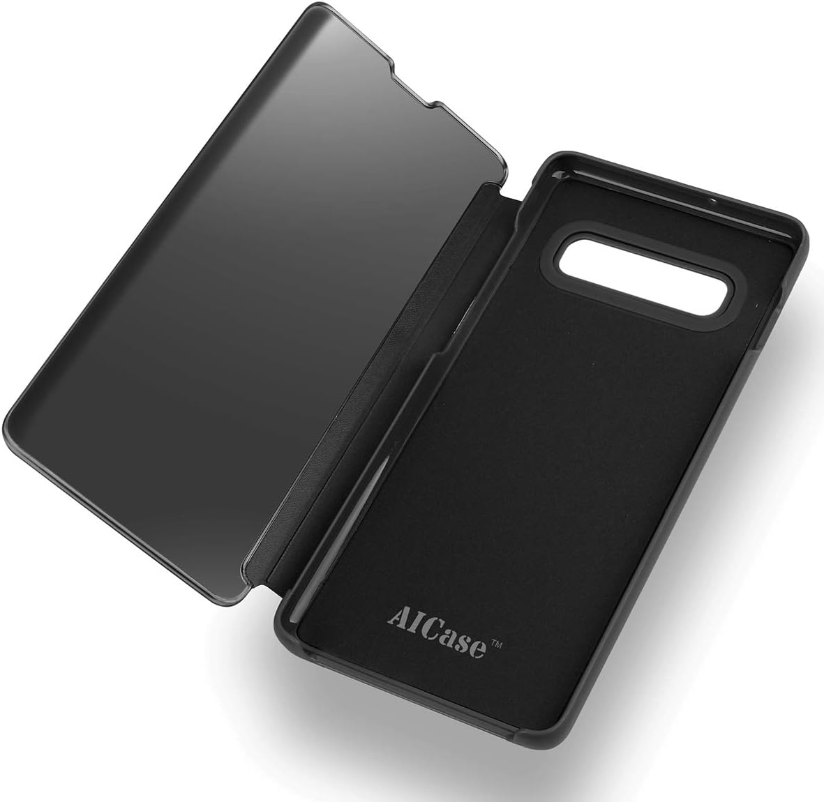 Protective Case for Samsung Galaxy S10 Plus, Flip Case Clear View Cover Flip Case (Black)