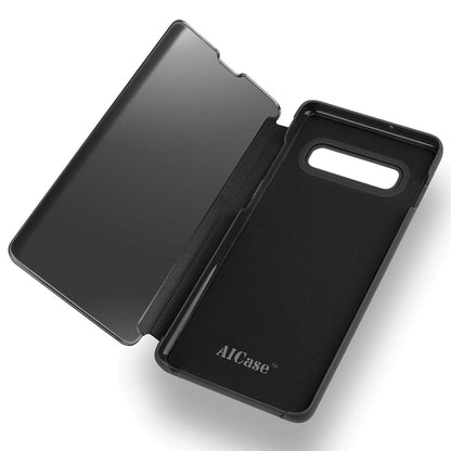Protective Case for Samsung Galaxy S10 Plus, Flip Case Clear View Cover Flip Case (Black)