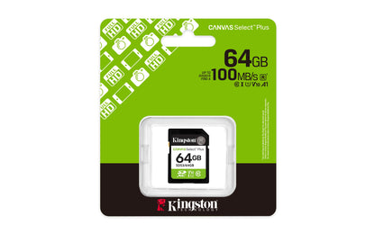 Kingston Canvas Select Plus SD-geheugenkaart 64GB SDXC Gen3 100MB/s C10 UHS-I U1 V10 - SDS3/64GB