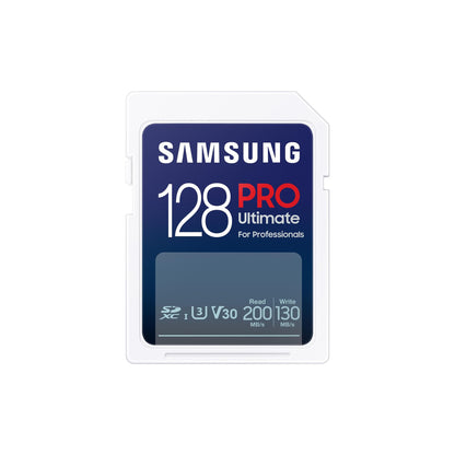 Samsung PRO Ultimate met kaartlezer – SD kaart 128 GB – 200 & 130 MB/s – Geheugenkaart camera