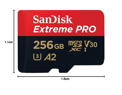 SanDisk Extreme PRO 256 GB MicroSDXC UHS‐I‐Kaart Met SD-Adapter (A2 App Performance, 2 Jaar RescuePRO Deluxe Software, Leessnelheden Tot 200 MB/s, Class 10, UHS-I, U3, V30, 30 Jaar Garantie) Zwart