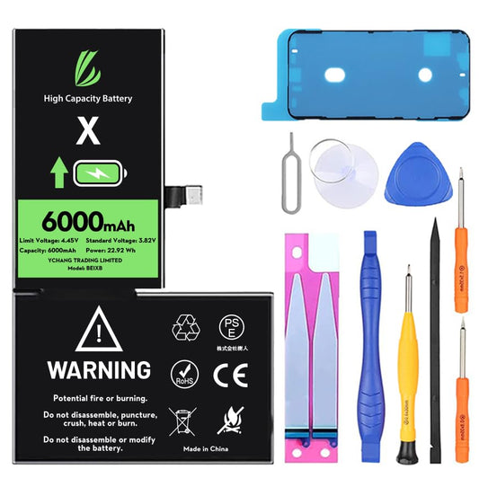 LL TRADER Battery for iPhone X, 6000mAh Lithium ION Battery High Capacity with New Repair Tools