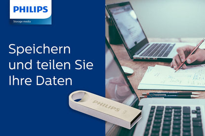 Philips Moon Edition High Speed 2.0 USB-stick 16 GB voor PC, laptop, computer, leessnelheid tot 20 MB/s, aluminium, sleutelhanger