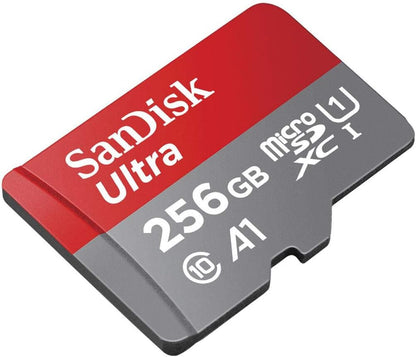 SanDisk Ultra microSDXC UHS-I memory card 256GB+adapter (for Android smartphones and tablets and MIL cameras, A1, C10, U1, 120MB/s transfer)