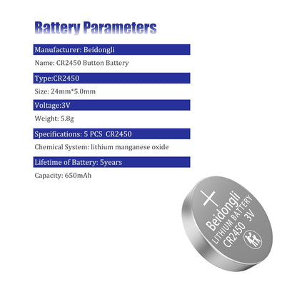 CR2450 3 V Lithium knoopcellen CR 2450 batterijen 30 stuks (CR2450-6-30)