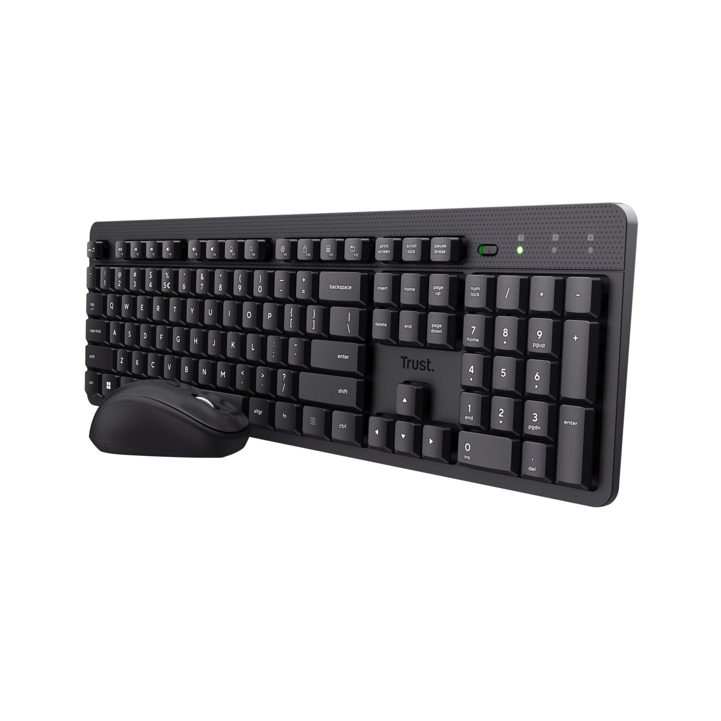 Trust Ody II Wireless Keyboard and Mouse Set Dutch QWERTY Layout, Silent Keys and Mouse Buttons, Wireless Keyboard and Mouse, Spill Proof Keyboard for PC, Computer, Laptop, Mac - Black
