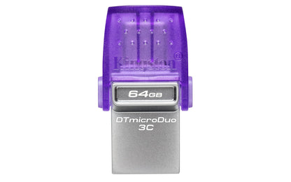 Kingston- Digital Media Product DTDUO3CG3/64GB 4GB DT MICRODUO 3C 200MB/S DUAL USB-A + USB-C,Paars + Zilver