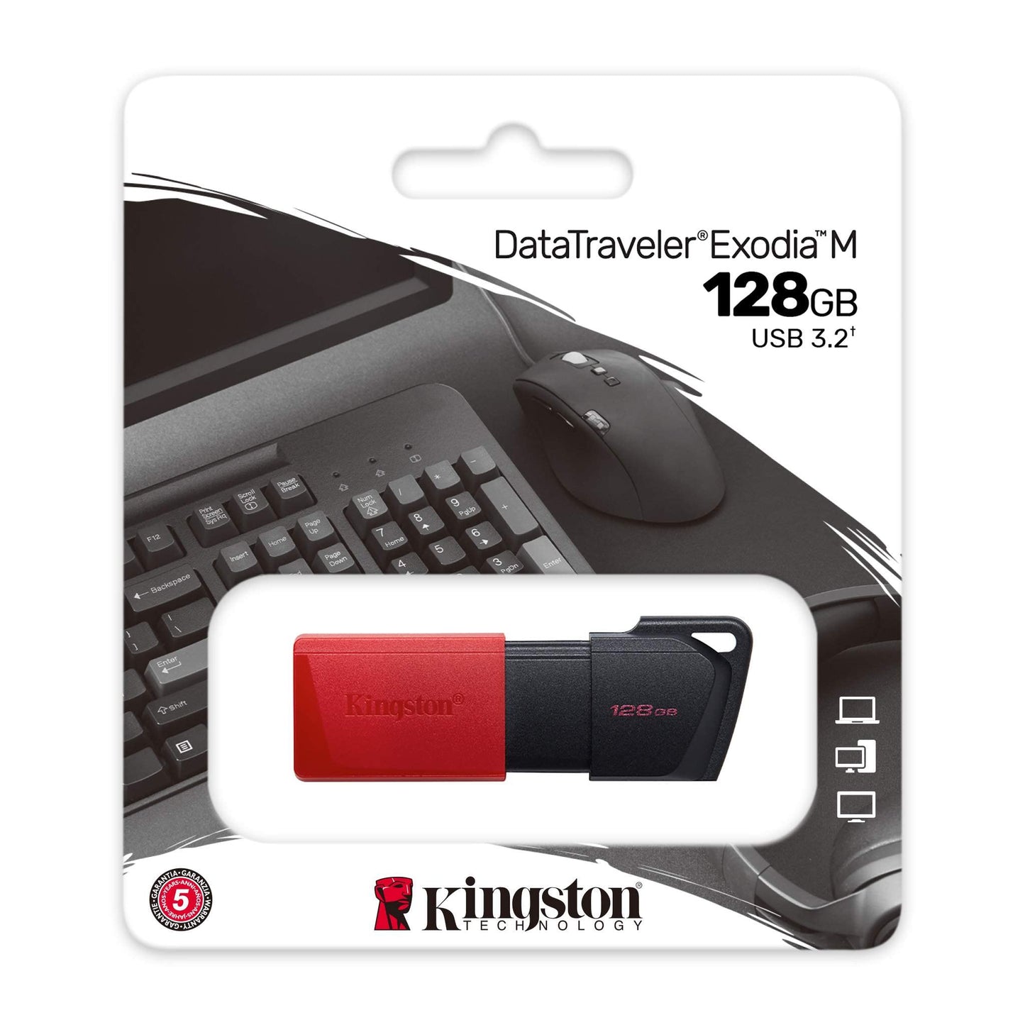 Kingston- Digital Media Product DTXM/128GB 128GB DT EXODIA M USB3.2 GEN 1 (ZWART + ROOD)