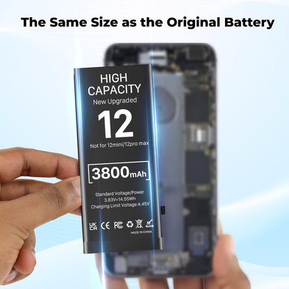 Battery for iPhone 12/12 Pro, 3800 mAh - New Replacement Battery (0 Cycle) for iPhone 12/12 Pro with Complete Repair Kit, Models A2172, A2402, A2403
