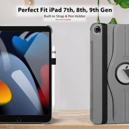 For iPad 9th Generation Case 10.2 Inch 2021, 8th Generation 2020, 7th Generation 2019, Rotatable Smart Cover with Auto Wake and Sleep, Gray
