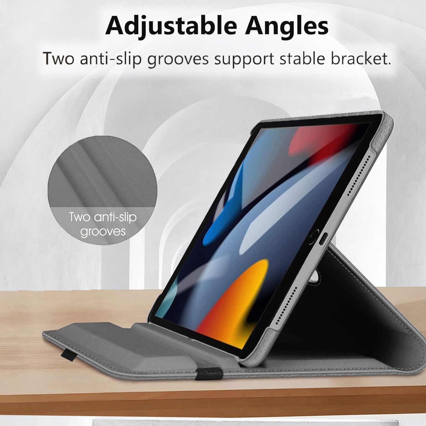 For iPad 9th Generation Case 10.2 Inch 2021, 8th Generation 2020, 7th Generation 2019, Rotatable Smart Cover with Auto Wake and Sleep, Gray