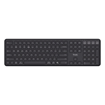 Trust Vaiya Wireless Keyboard Bluetooth + 2.4GHz QWERTY US Layout, Multi-Device Bluetooth Keyboard with Rechargeable Battery, 55% Recycled Material, Windows iOS iPadOS macOS Android, Black