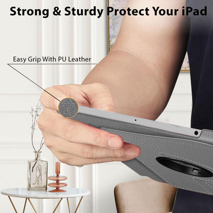 For iPad 9th Generation Case 10.2 Inch 2021, 8th Generation 2020, 7th Generation 2019, Rotatable Smart Cover with Auto Wake and Sleep, Gray