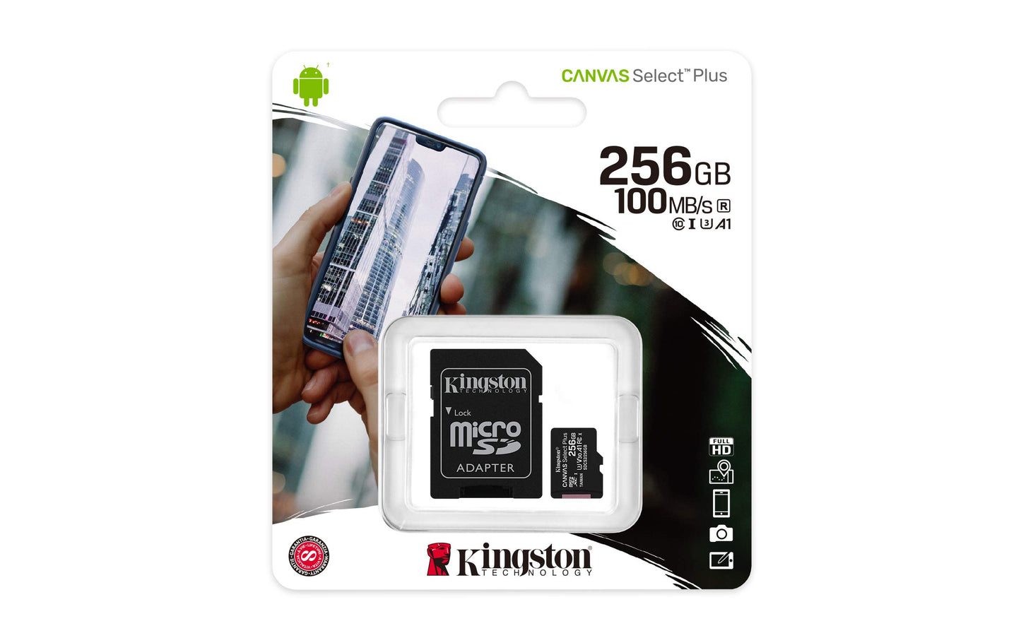 Kingston Canvas Select Plus MicroSD-kaart, SDCS2/256GB, Zwart