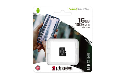 Kingston Canvas Select Plus Microsd Geheugenkaart, SDCS2/16GBSP, Class 10, Zwart