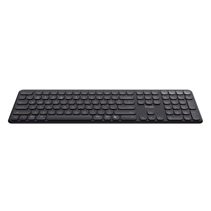 Trust Vaiya Wireless Keyboard Bluetooth + 2.4GHz QWERTY US Layout, Multi-Device Bluetooth Keyboard with Rechargeable Battery, 55% Recycled Material, Windows iOS iPadOS macOS Android, Black
